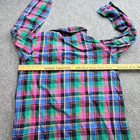 Victorias Secret Top Womens M Plaid Light Flannel Nightshirt Pocket Drawstring - Picture 10 of 15